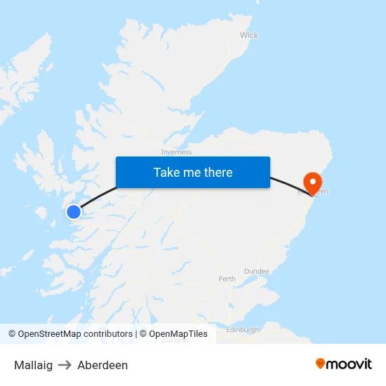 Mallaig to Aberdeen map