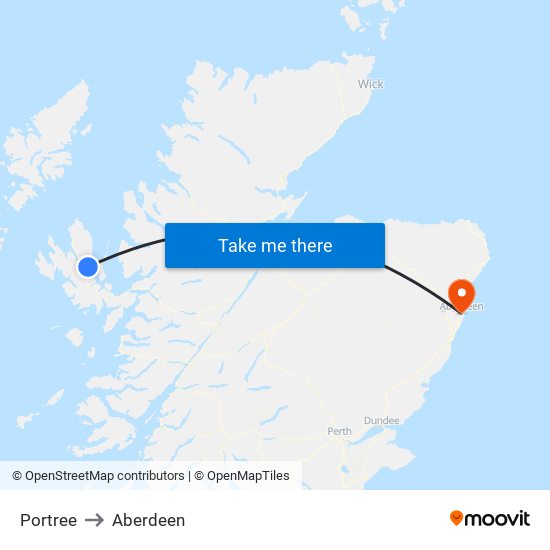 Portree to Aberdeen map