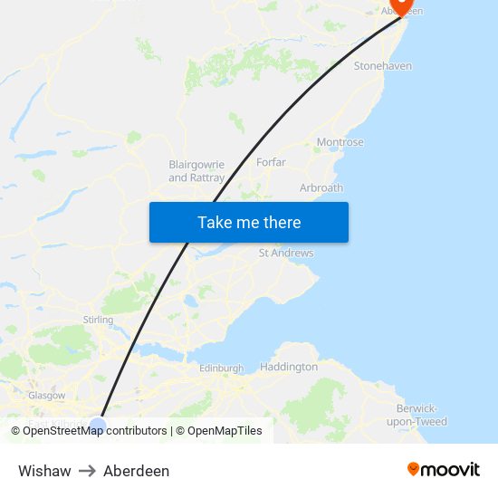 Wishaw to Aberdeen map