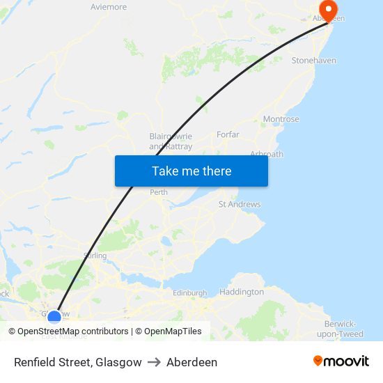 Renfield Street, Glasgow to Aberdeen map