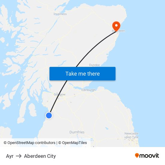 Ayr to Aberdeen City map