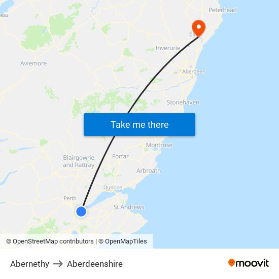 Abernethy to Aberdeenshire map