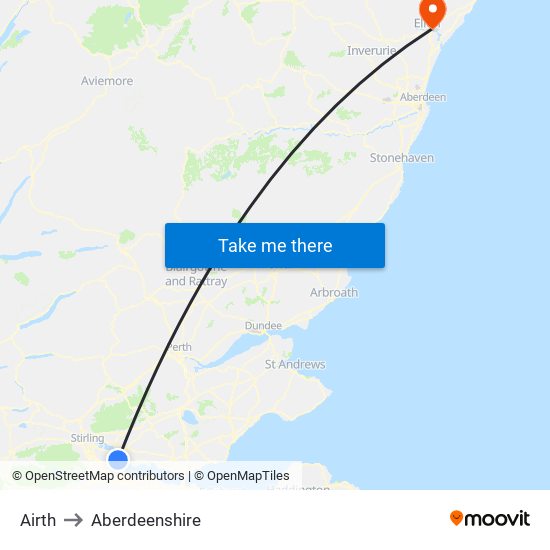 Airth to Aberdeenshire map