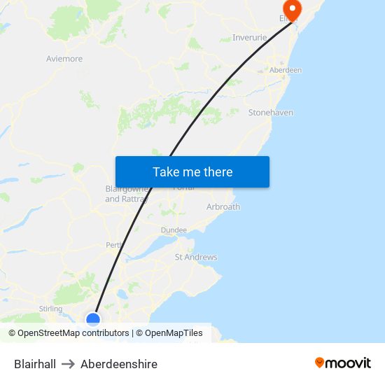 Blairhall to Aberdeenshire map