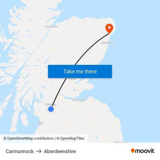 Carmunnock to Aberdeenshire map