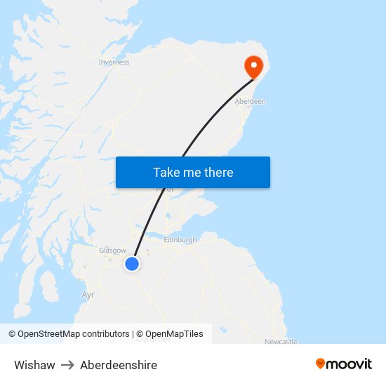 Wishaw to Aberdeenshire map