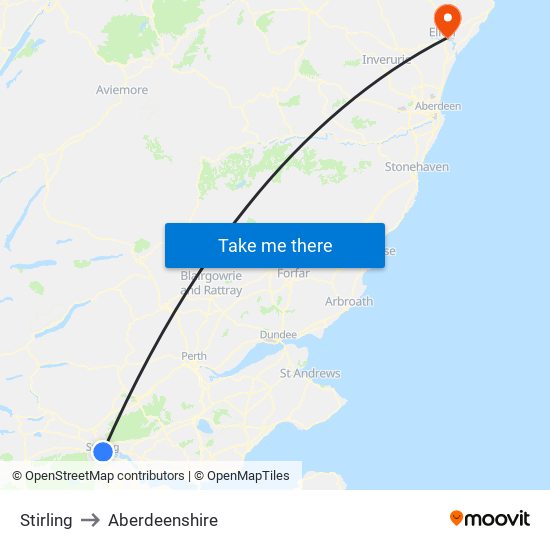 Stirling to Aberdeenshire map