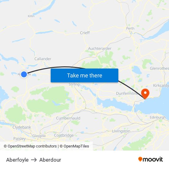 Aberfoyle to Aberdour map