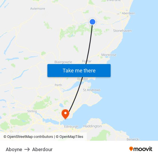 Aboyne to Aberdour map