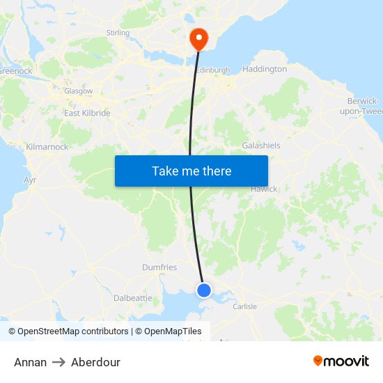 Annan to Aberdour map
