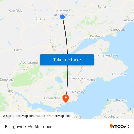 Blairgowrie to Aberdour map