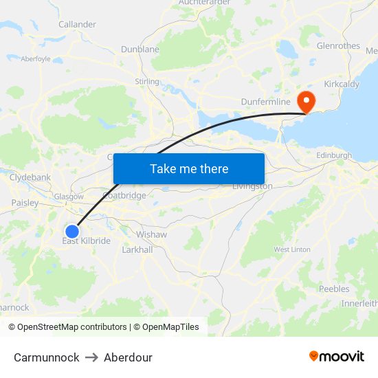 Carmunnock to Aberdour map