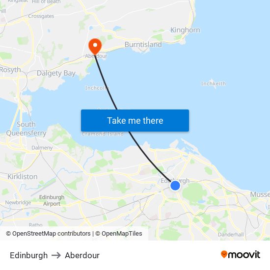 Edinburgh to Aberdour map