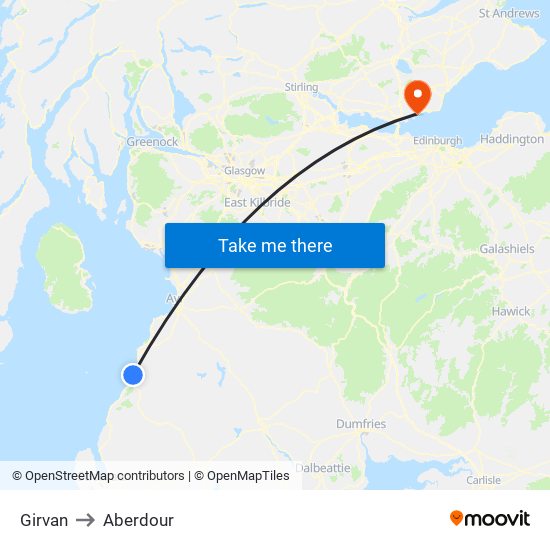 Girvan to Aberdour map