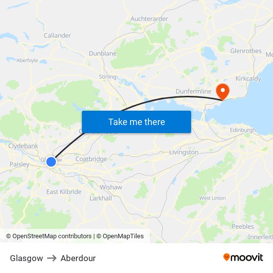 Glasgow to Aberdour map