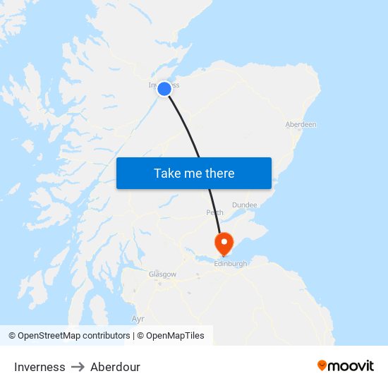 Inverness to Aberdour map