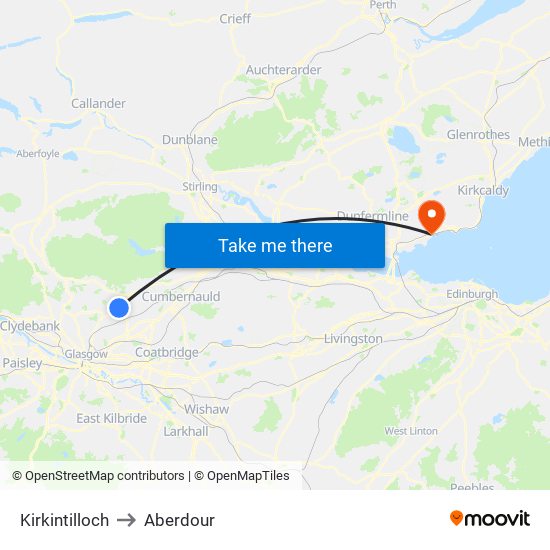 Kirkintilloch to Aberdour map