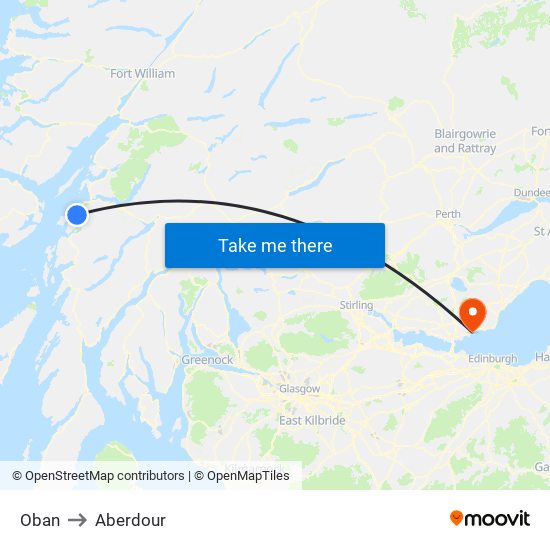 Oban to Aberdour map
