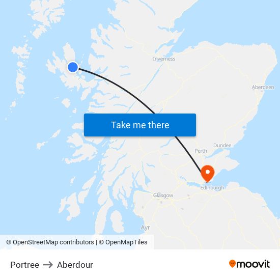 Portree to Aberdour map