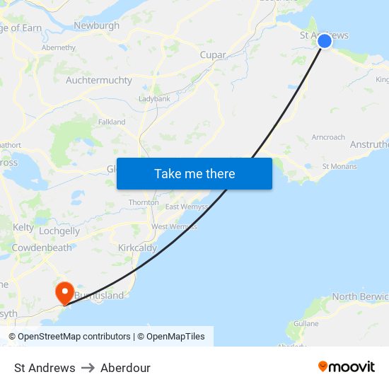 St Andrews to Aberdour map