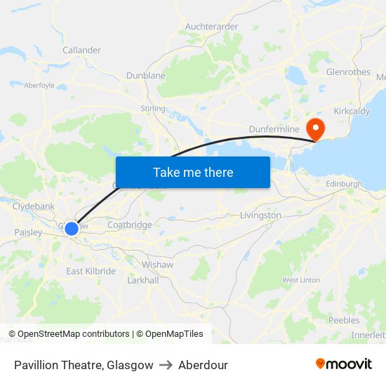 Pavillion Theatre, Glasgow to Aberdour map