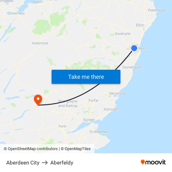 Aberdeen City to Aberfeldy map