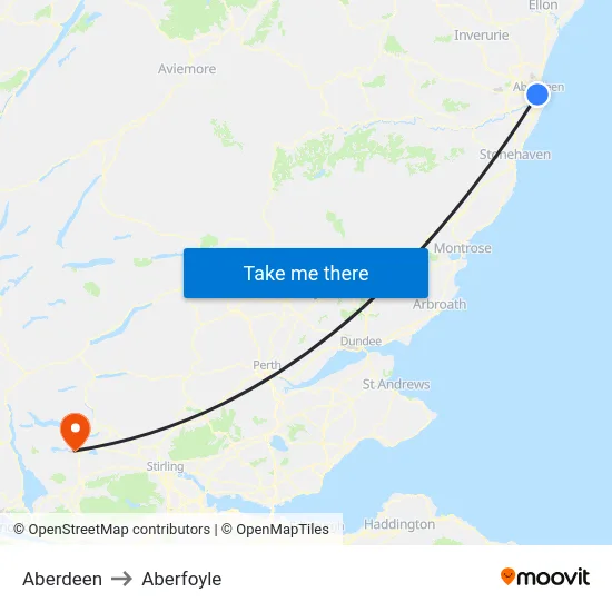 Aberdeen to Aberfoyle map