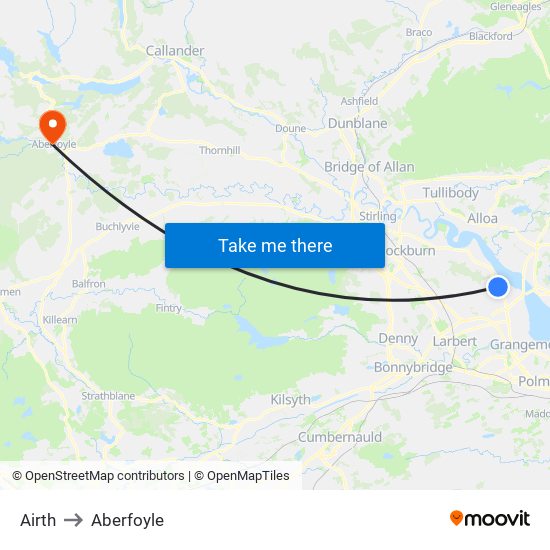 Airth to Aberfoyle map