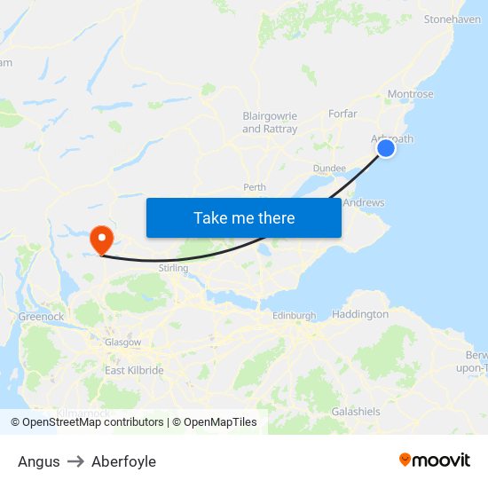 Angus to Aberfoyle map