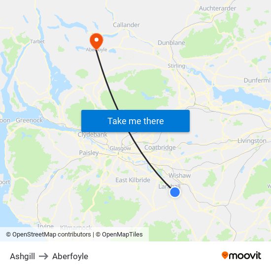 Ashgill to Aberfoyle map