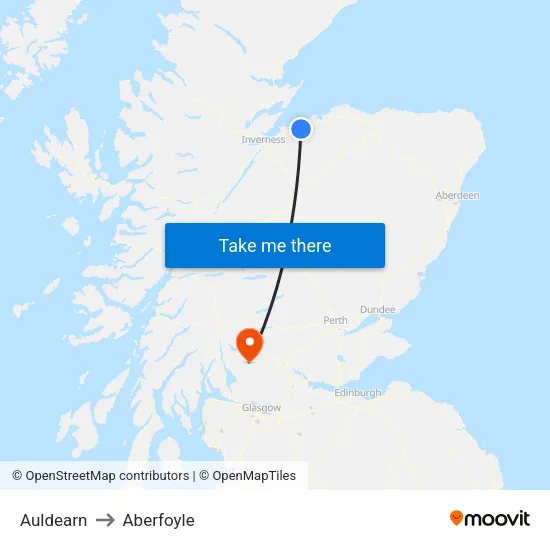Auldearn to Aberfoyle map
