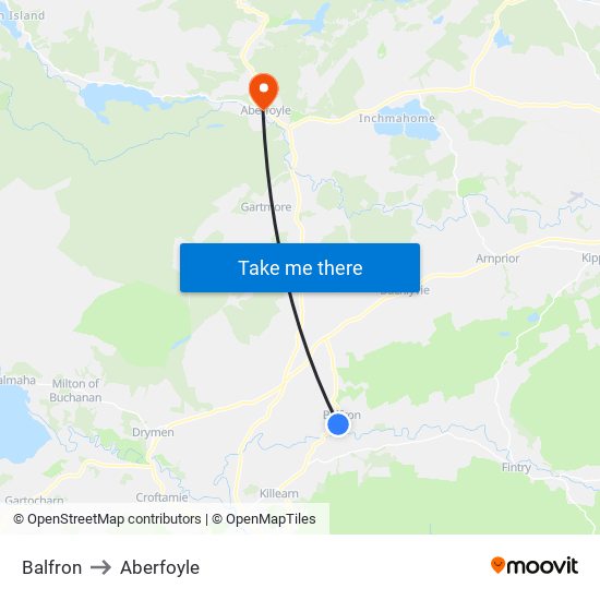 Balfron to Aberfoyle map