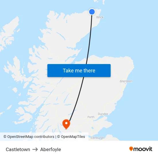 Castletown to Aberfoyle map