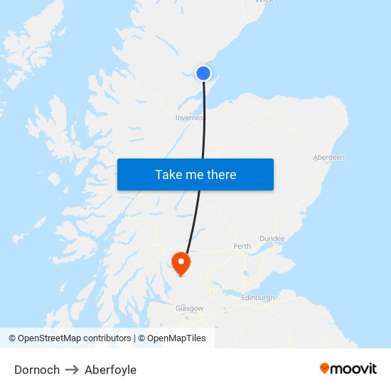 Dornoch to Aberfoyle map