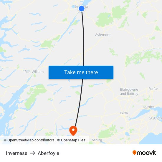 Inverness to Aberfoyle map