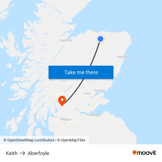 Keith to Aberfoyle map