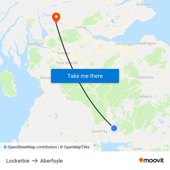 Lockerbie to Aberfoyle map