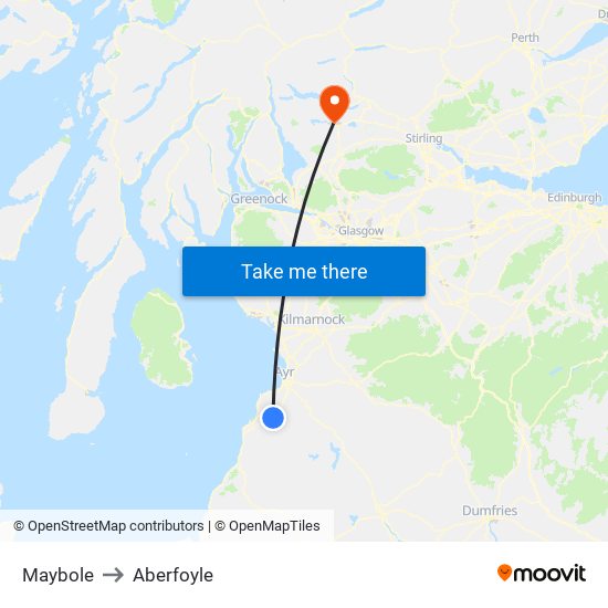 Maybole to Aberfoyle map