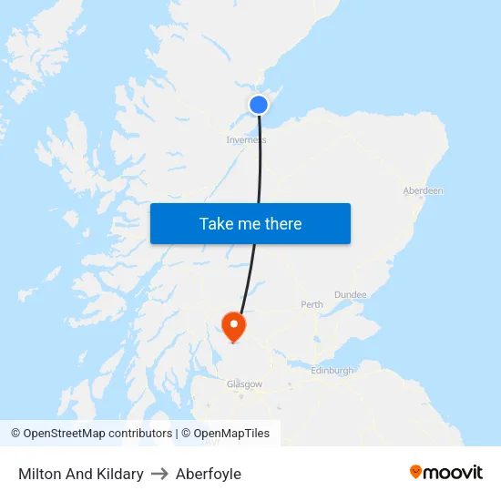 Milton And Kildary to Aberfoyle map
