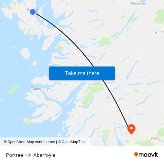 Portree to Aberfoyle map