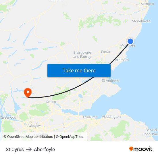 St Cyrus to Aberfoyle map