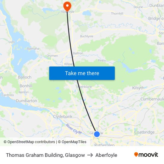 Thomas Graham Building, Glasgow to Aberfoyle map