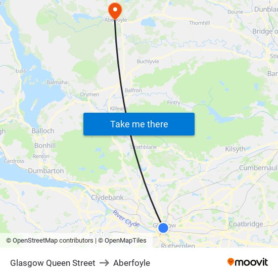Glasgow Queen Street to Aberfoyle map