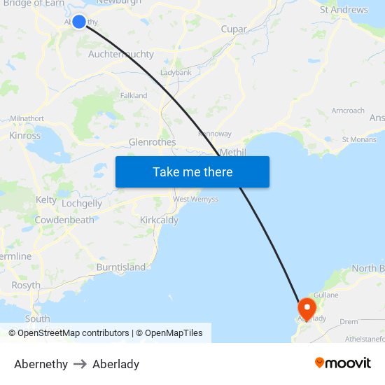 Abernethy to Aberlady map