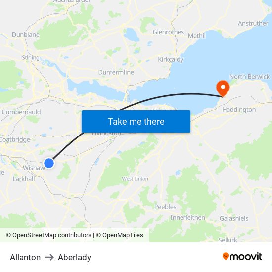 Allanton to Aberlady map
