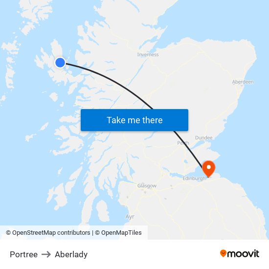 Portree to Aberlady map