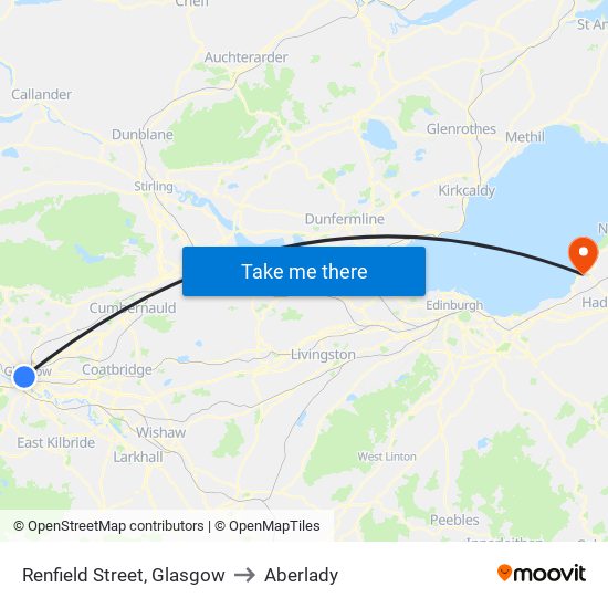 Renfield Street, Glasgow to Aberlady map