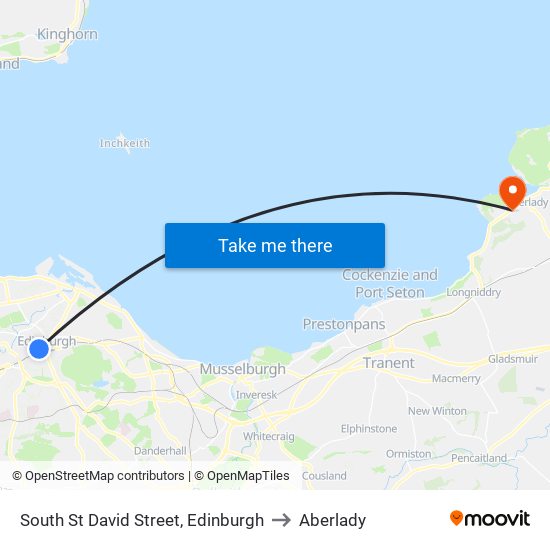 South St David Street, Edinburgh to Aberlady map