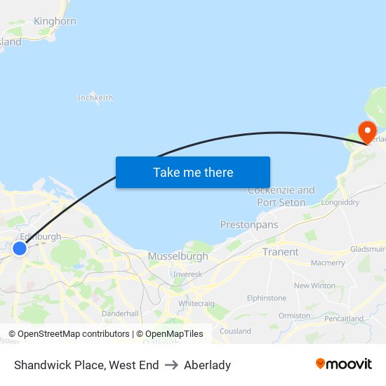 Shandwick Place, West End to Aberlady map