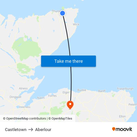 Castletown to Aberlour map